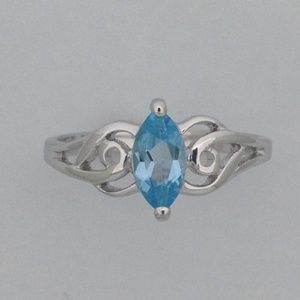 Natural Blue Topaz Ring 925 Sterling Silver